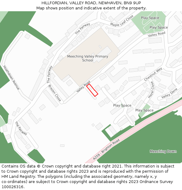 HILLFORDIAN, VALLEY ROAD, NEWHAVEN, BN9 9UP: Location map and indicative extent of plot