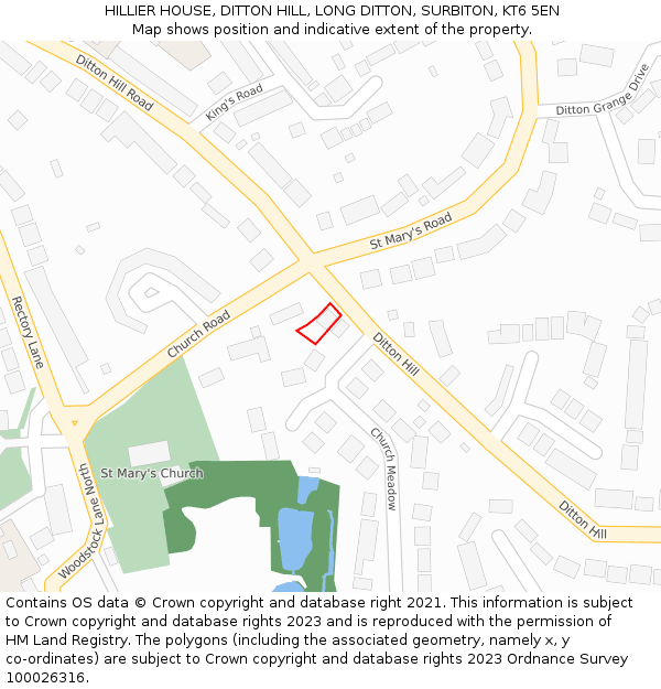 HILLIER HOUSE, DITTON HILL, LONG DITTON, SURBITON, KT6 5EN: Location map and indicative extent of plot