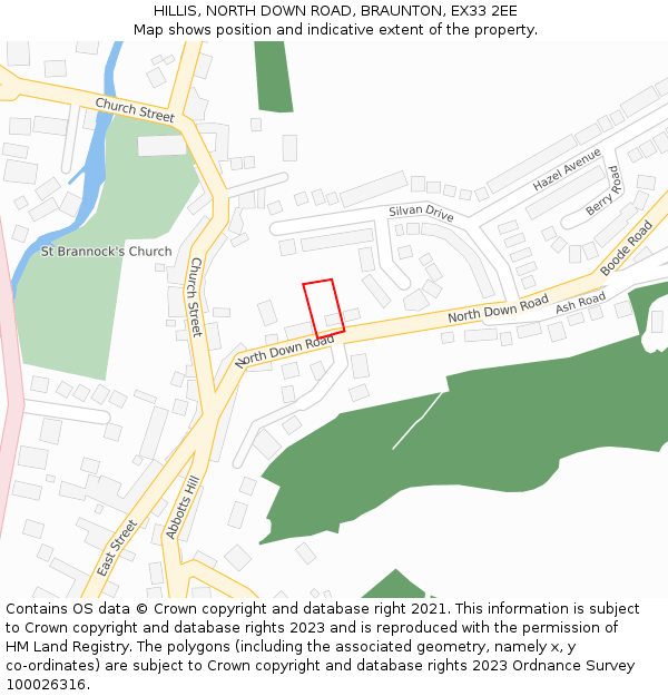 HILLIS, NORTH DOWN ROAD, BRAUNTON, EX33 2EE: Location map and indicative extent of plot