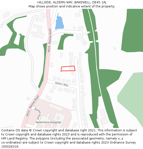 HILLSIDE, ALDERN WAY, BAKEWELL, DE45 1AJ: Location map and indicative extent of plot