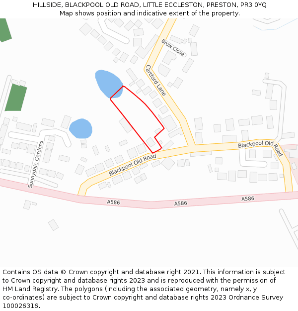 HILLSIDE, BLACKPOOL OLD ROAD, LITTLE ECCLESTON, PRESTON, PR3 0YQ: Location map and indicative extent of plot
