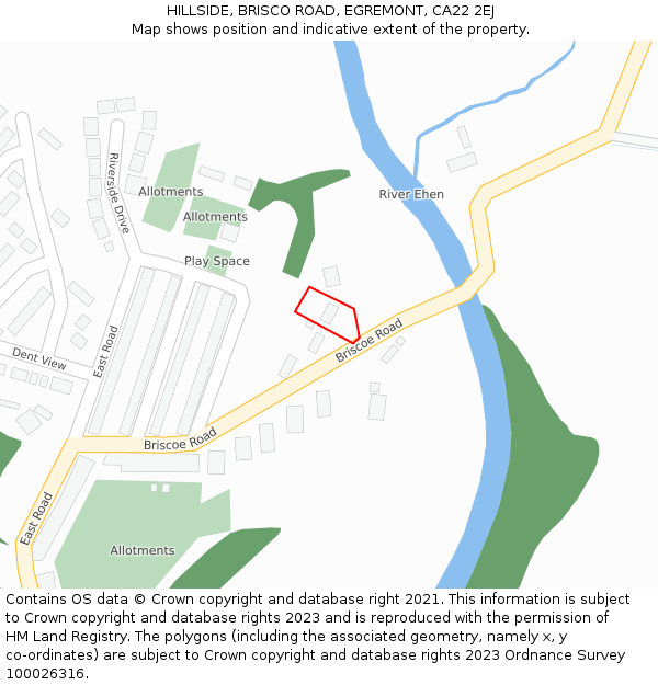 HILLSIDE, BRISCO ROAD, EGREMONT, CA22 2EJ: Location map and indicative extent of plot