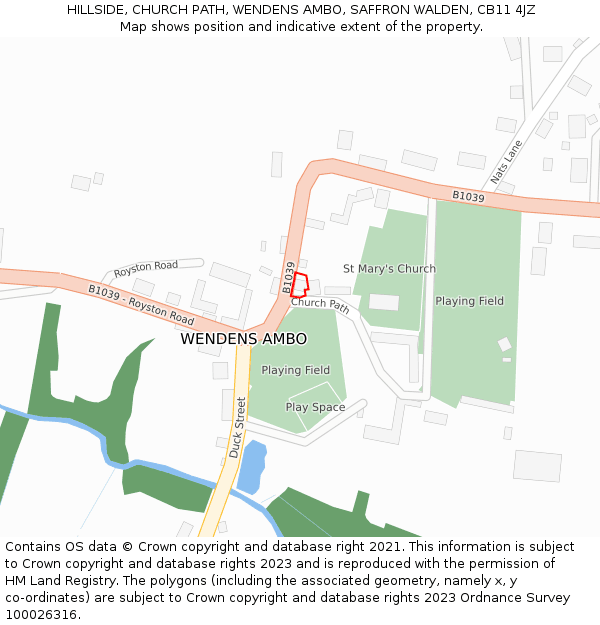 HILLSIDE, CHURCH PATH, WENDENS AMBO, SAFFRON WALDEN, CB11 4JZ: Location map and indicative extent of plot