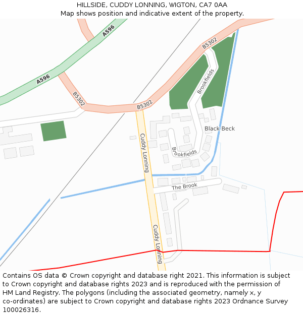 HILLSIDE, CUDDY LONNING, WIGTON, CA7 0AA: Location map and indicative extent of plot