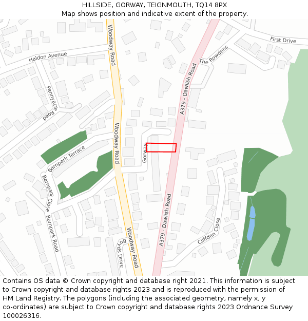 HILLSIDE, GORWAY, TEIGNMOUTH, TQ14 8PX: Location map and indicative extent of plot