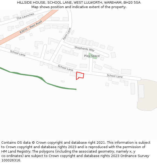 HILLSIDE HOUSE, SCHOOL LANE, WEST LULWORTH, WAREHAM, BH20 5SA: Location map and indicative extent of plot