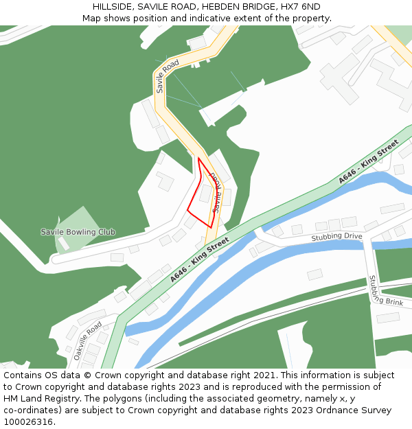 HILLSIDE, SAVILE ROAD, HEBDEN BRIDGE, HX7 6ND: Location map and indicative extent of plot