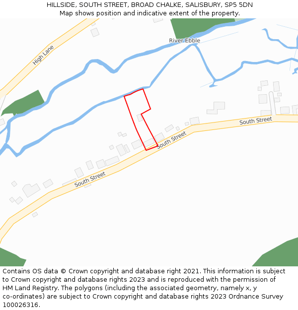 HILLSIDE, SOUTH STREET, BROAD CHALKE, SALISBURY, SP5 5DN: Location map and indicative extent of plot