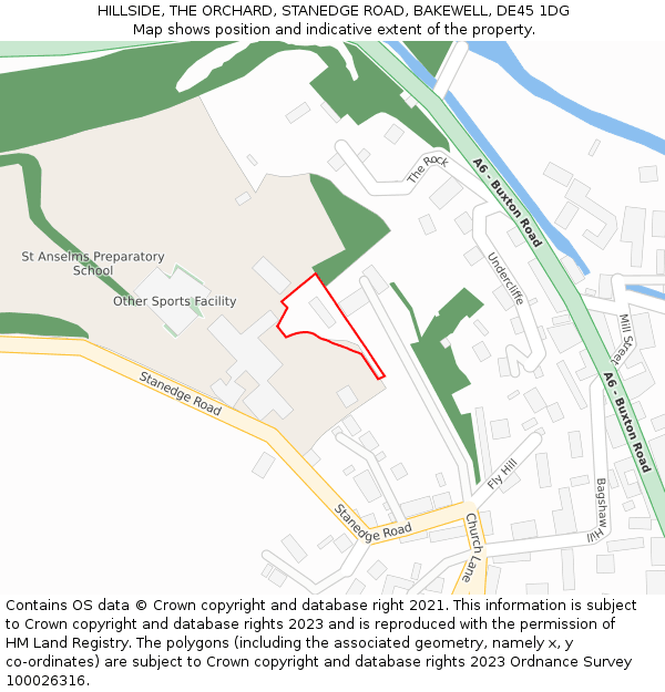 HILLSIDE, THE ORCHARD, STANEDGE ROAD, BAKEWELL, DE45 1DG: Location map and indicative extent of plot