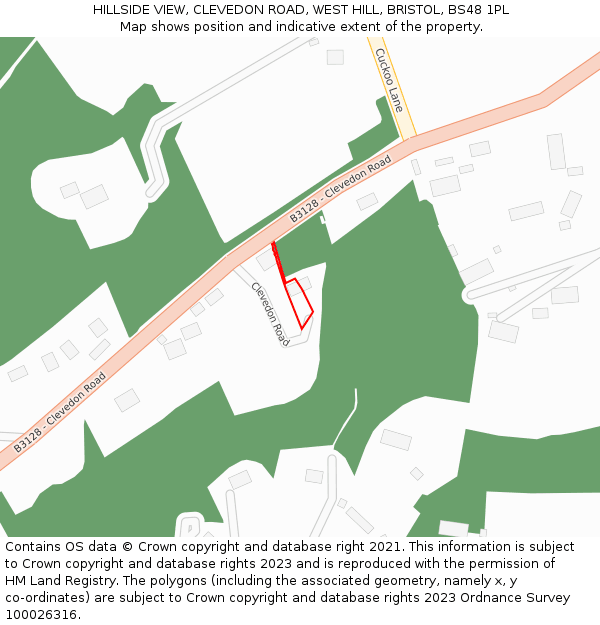 HILLSIDE VIEW, CLEVEDON ROAD, WEST HILL, BRISTOL, BS48 1PL: Location map and indicative extent of plot