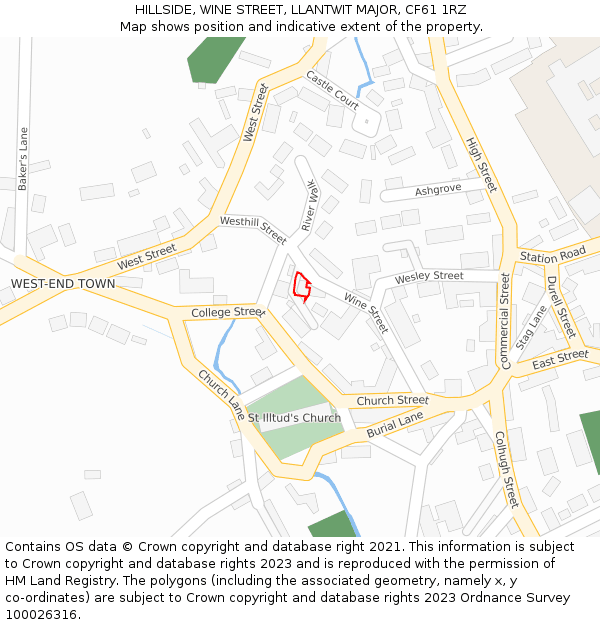 HILLSIDE, WINE STREET, LLANTWIT MAJOR, CF61 1RZ: Location map and indicative extent of plot