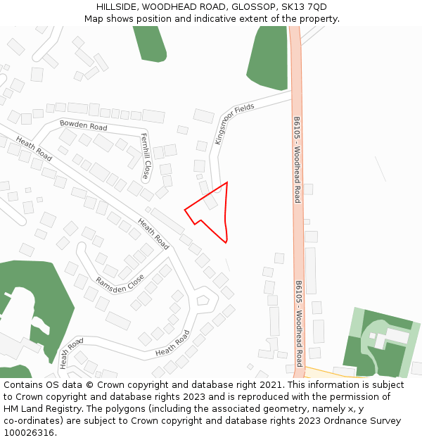 HILLSIDE, WOODHEAD ROAD, GLOSSOP, SK13 7QD: Location map and indicative extent of plot