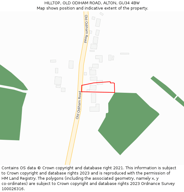 HILLTOP, OLD ODIHAM ROAD, ALTON, GU34 4BW: Location map and indicative extent of plot