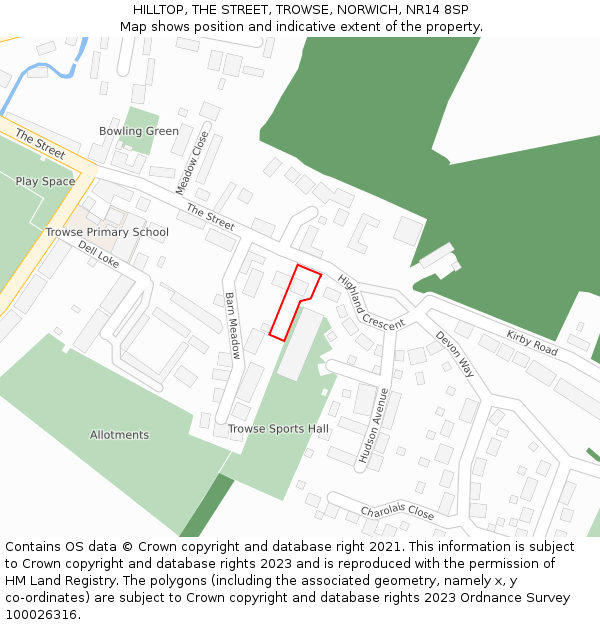 HILLTOP, THE STREET, TROWSE, NORWICH, NR14 8SP: Location map and indicative extent of plot