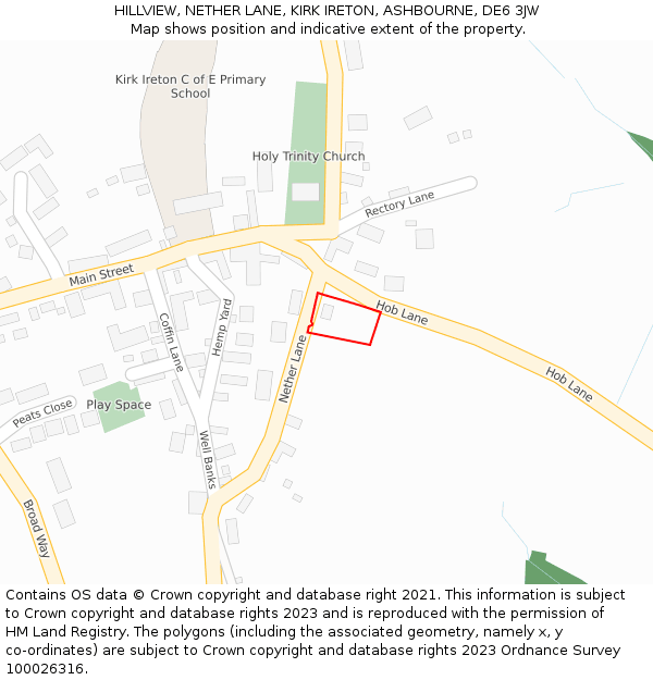 HILLVIEW, NETHER LANE, KIRK IRETON, ASHBOURNE, DE6 3JW: Location map and indicative extent of plot