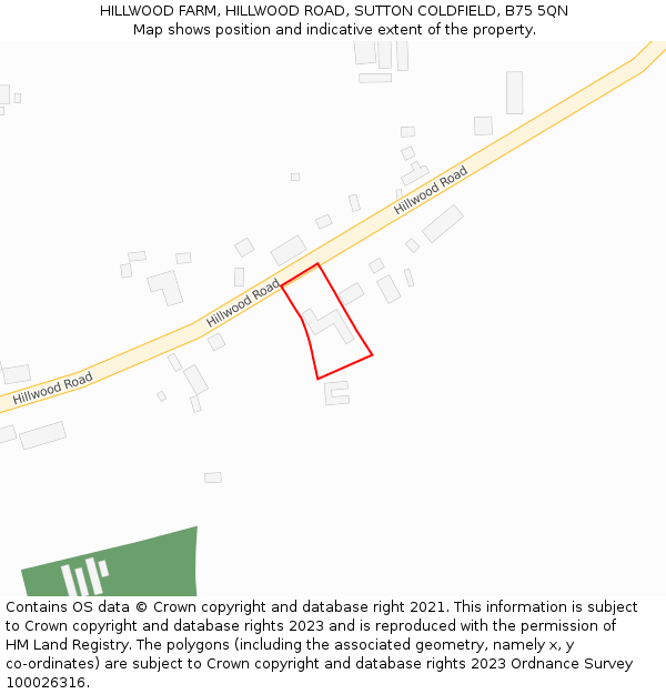 HILLWOOD FARM, HILLWOOD ROAD, SUTTON COLDFIELD, B75 5QN: Location map and indicative extent of plot