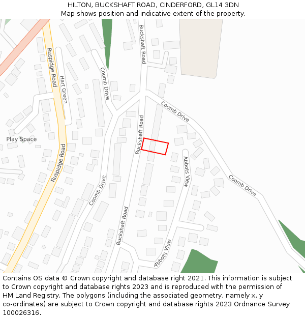 HILTON, BUCKSHAFT ROAD, CINDERFORD, GL14 3DN: Location map and indicative extent of plot