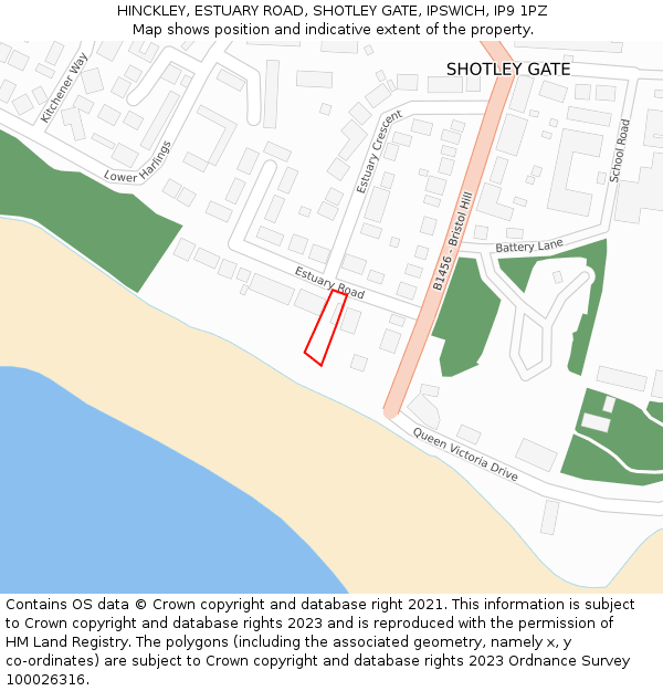 HINCKLEY, ESTUARY ROAD, SHOTLEY GATE, IPSWICH, IP9 1PZ: Location map and indicative extent of plot