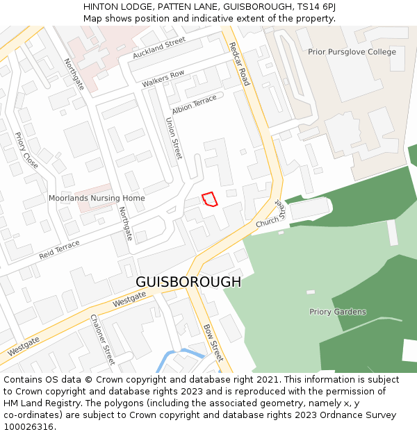 HINTON LODGE, PATTEN LANE, GUISBOROUGH, TS14 6PJ: Location map and indicative extent of plot