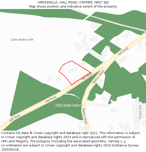 HIRONDELLE, HALL ROAD, CROMER, NR27 9JQ: Location map and indicative extent of plot