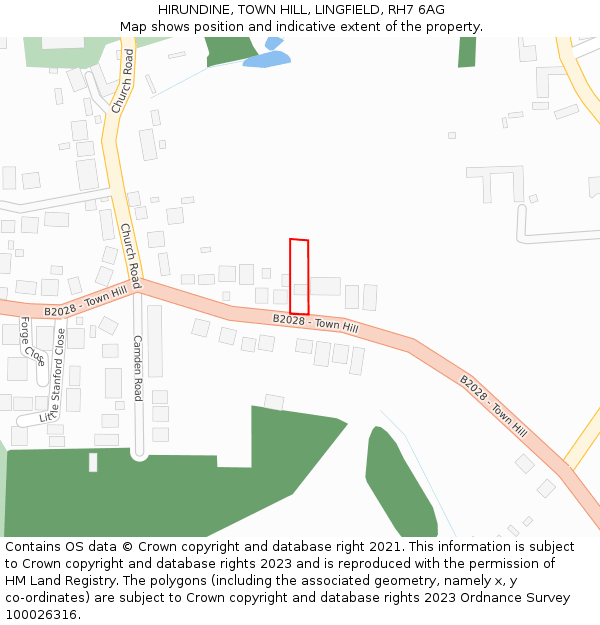 HIRUNDINE, TOWN HILL, LINGFIELD, RH7 6AG: Location map and indicative extent of plot