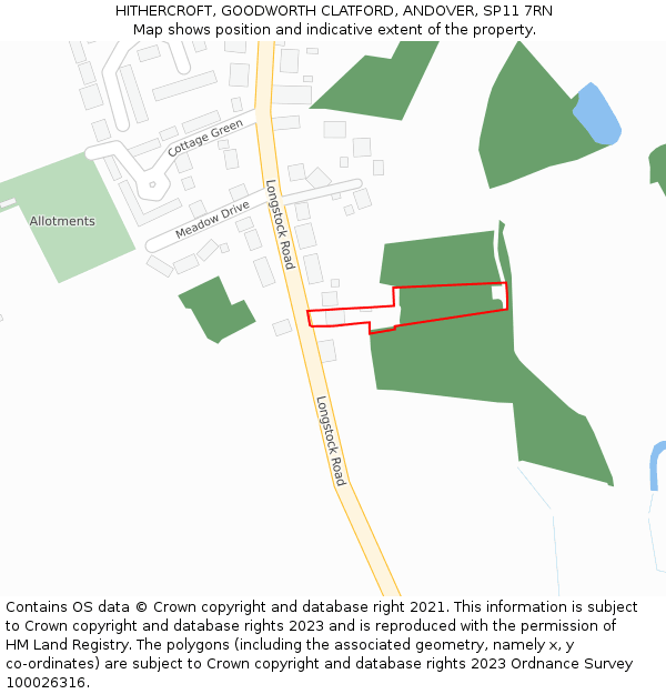 HITHERCROFT, GOODWORTH CLATFORD, ANDOVER, SP11 7RN: Location map and indicative extent of plot