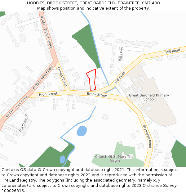 HOBBITS, BROOK STREET, GREAT BARDFIELD, BRAINTREE, CM7 4RQ: Location map and indicative extent of plot