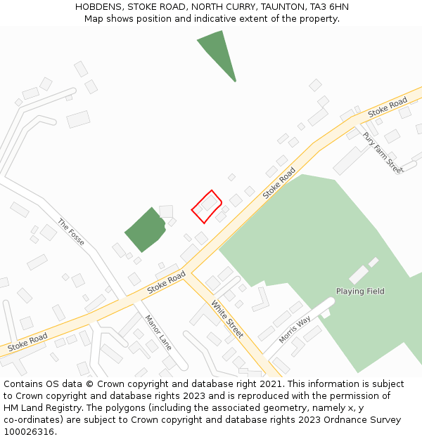 HOBDENS, STOKE ROAD, NORTH CURRY, TAUNTON, TA3 6HN: Location map and indicative extent of plot
