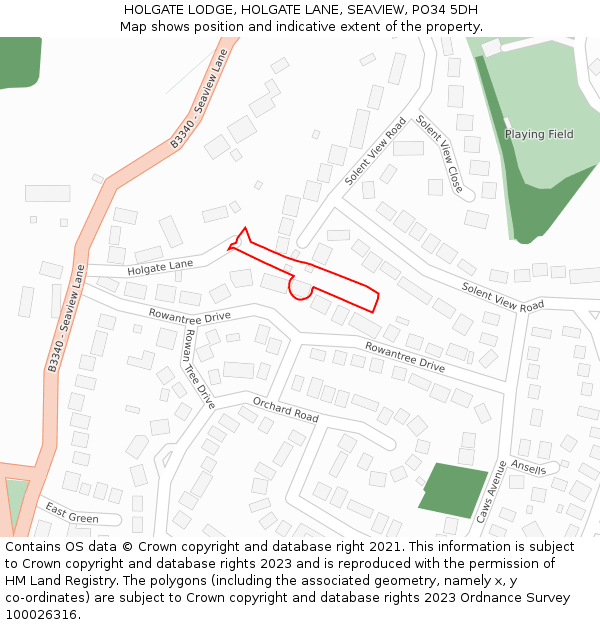 HOLGATE LODGE, HOLGATE LANE, SEAVIEW, PO34 5DH: Location map and indicative extent of plot