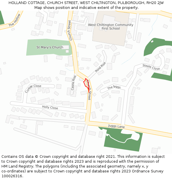 HOLLAND COTTAGE, CHURCH STREET, WEST CHILTINGTON, PULBOROUGH, RH20 2JW: Location map and indicative extent of plot