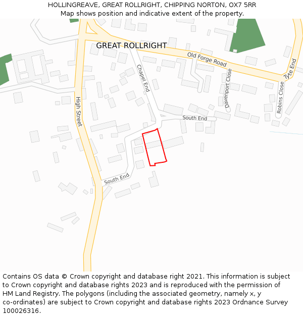 HOLLINGREAVE, GREAT ROLLRIGHT, CHIPPING NORTON, OX7 5RR: Location map and indicative extent of plot