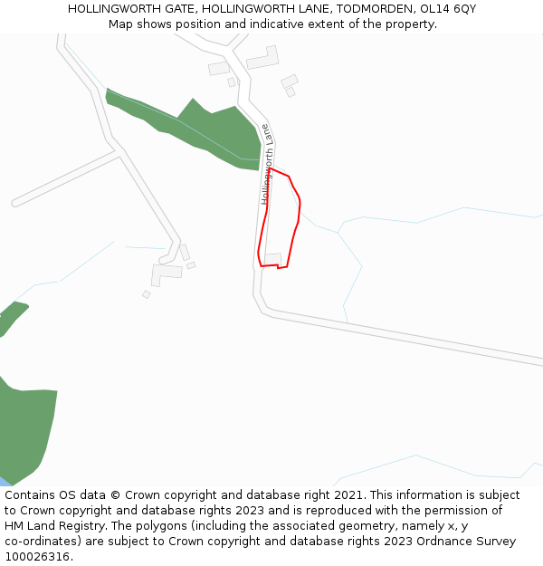 HOLLINGWORTH GATE, HOLLINGWORTH LANE, TODMORDEN, OL14 6QY: Location map and indicative extent of plot