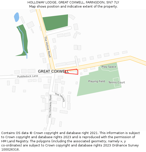 HOLLOWAY LODGE, GREAT COXWELL, FARINGDON, SN7 7LY: Location map and indicative extent of plot