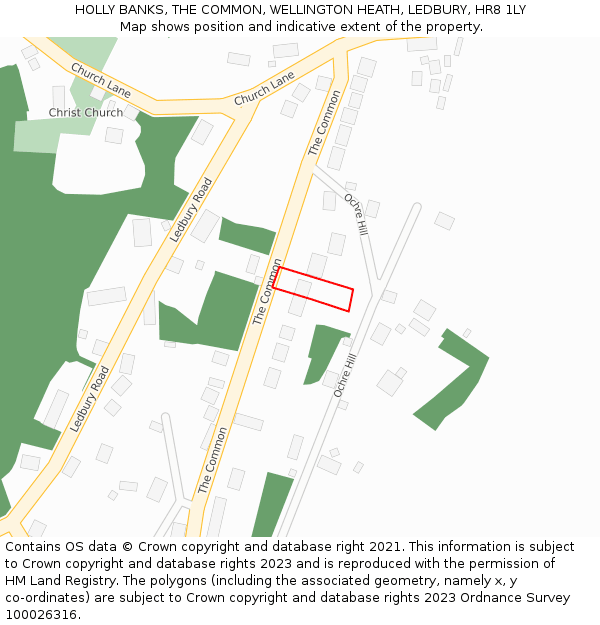 HOLLY BANKS, THE COMMON, WELLINGTON HEATH, LEDBURY, HR8 1LY: Location map and indicative extent of plot