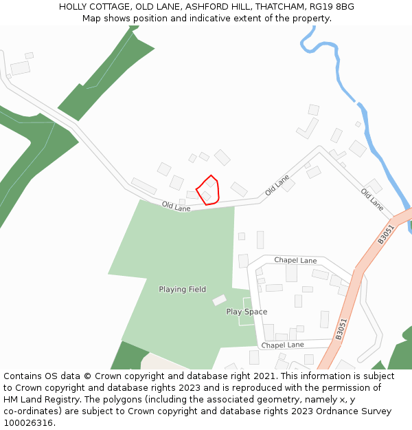 HOLLY COTTAGE, OLD LANE, ASHFORD HILL, THATCHAM, RG19 8BG: Location map and indicative extent of plot