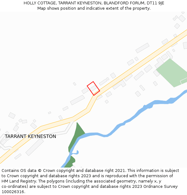 HOLLY COTTAGE, TARRANT KEYNESTON, BLANDFORD FORUM, DT11 9JE: Location map and indicative extent of plot