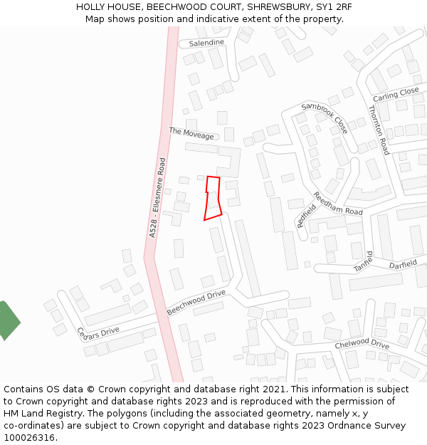 HOLLY HOUSE, BEECHWOOD COURT, SHREWSBURY, SY1 2RF: Location map and indicative extent of plot