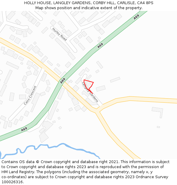 HOLLY HOUSE, LANGLEY GARDENS, CORBY HILL, CARLISLE, CA4 8PS: Location map and indicative extent of plot