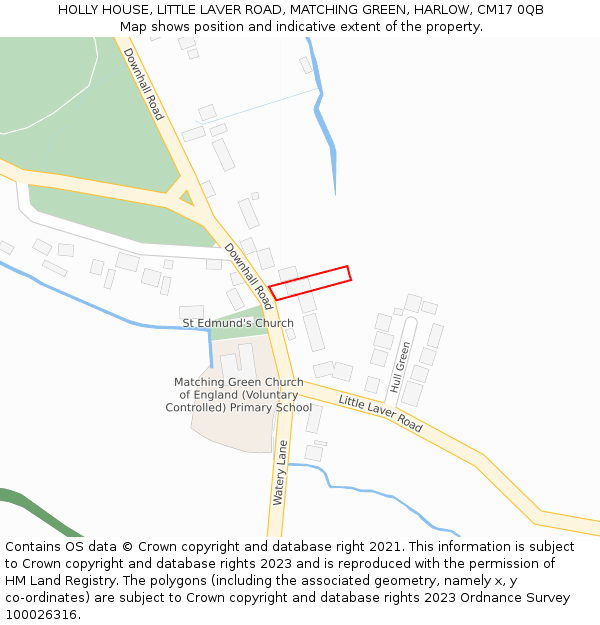 HOLLY HOUSE, LITTLE LAVER ROAD, MATCHING GREEN, HARLOW, CM17 0QB: Location map and indicative extent of plot