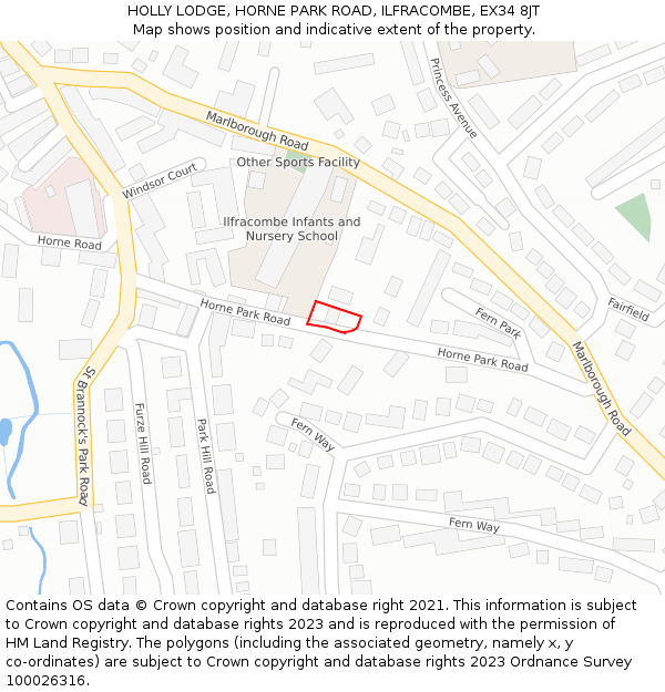 HOLLY LODGE, HORNE PARK ROAD, ILFRACOMBE, EX34 8JT: Location map and indicative extent of plot