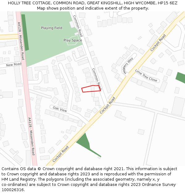 HOLLY TREE COTTAGE, COMMON ROAD, GREAT KINGSHILL, HIGH WYCOMBE, HP15 6EZ: Location map and indicative extent of plot