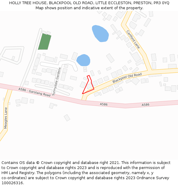 HOLLY TREE HOUSE, BLACKPOOL OLD ROAD, LITTLE ECCLESTON, PRESTON, PR3 0YQ: Location map and indicative extent of plot