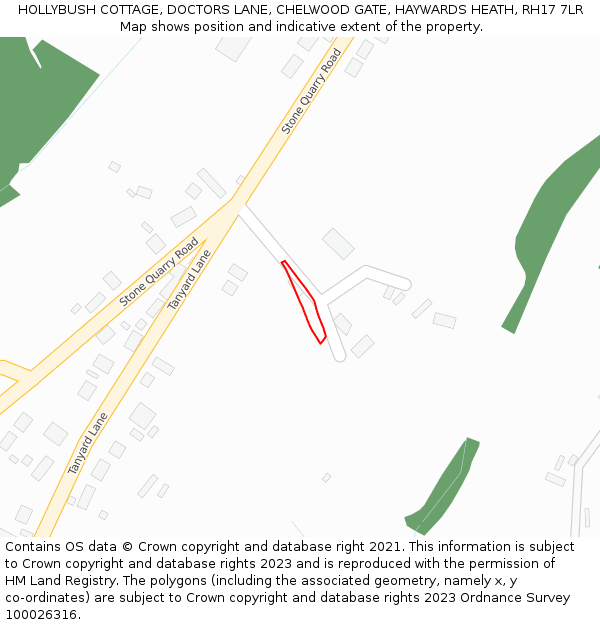 HOLLYBUSH COTTAGE, DOCTORS LANE, CHELWOOD GATE, HAYWARDS HEATH, RH17 7LR: Location map and indicative extent of plot
