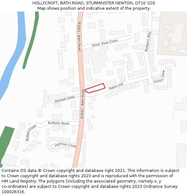 HOLLYCROFT, BATH ROAD, STURMINSTER NEWTON, DT10 1DS: Location map and indicative extent of plot