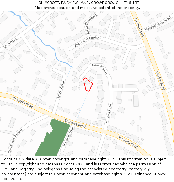 HOLLYCROFT, FAIRVIEW LANE, CROWBOROUGH, TN6 1BT: Location map and indicative extent of plot