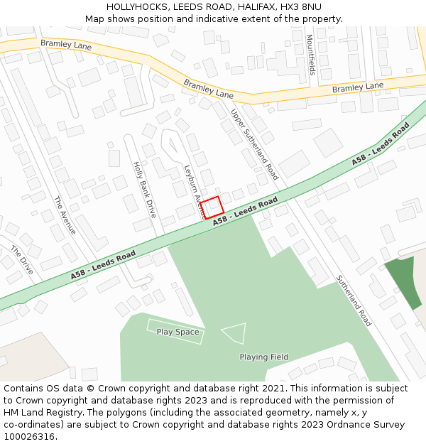 HOLLYHOCKS, LEEDS ROAD, HALIFAX, HX3 8NU: Location map and indicative extent of plot