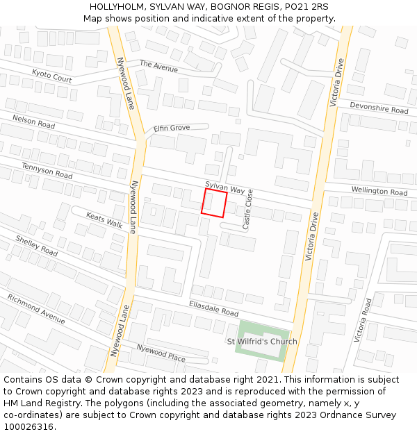 HOLLYHOLM, SYLVAN WAY, BOGNOR REGIS, PO21 2RS: Location map and indicative extent of plot