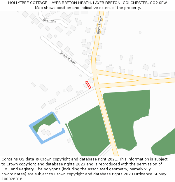 HOLLYTREE COTTAGE, LAYER BRETON HEATH, LAYER BRETON, COLCHESTER, CO2 0PW: Location map and indicative extent of plot