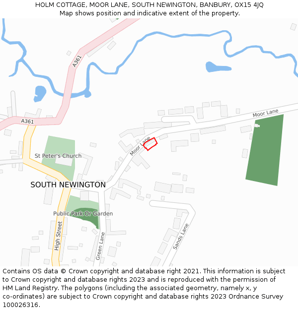 HOLM COTTAGE, MOOR LANE, SOUTH NEWINGTON, BANBURY, OX15 4JQ: Location map and indicative extent of plot