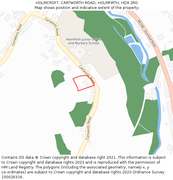 HOLMCROFT, CARTWORTH ROAD, HOLMFIRTH, HD9 2RG: Location map and indicative extent of plot